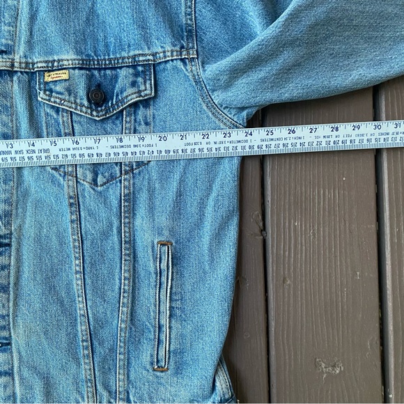 Levi Strauss Signature Mens XL Denim Trucker Jacket Blue Jean Biker Workwear - Picture 7 of 14